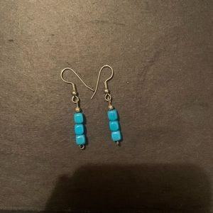 Blue square earrings